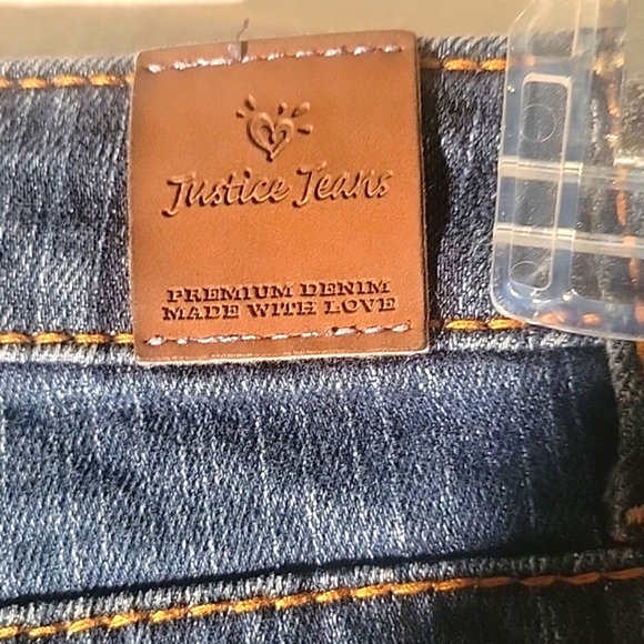 Justice Jeans Girls Embroidered Pockets Straight Leg Jeans, Size: 8 S - Picture 7 of 10